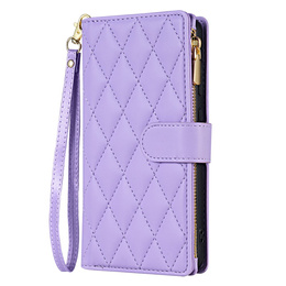 Husă cu clapetă pentru Samsung Galaxy A56 5G, Rhombus Crossbody Leather, violet