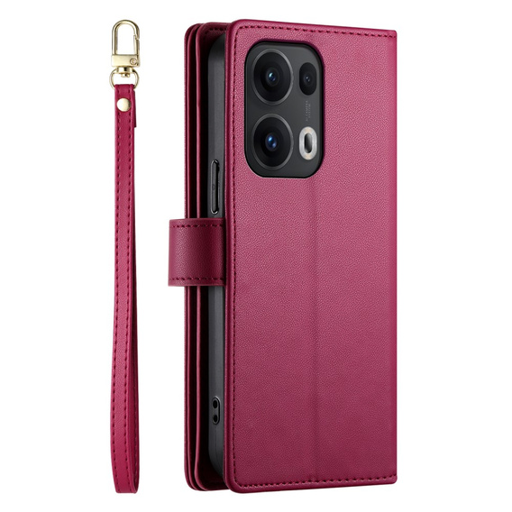 Cu clapetă pentru Oppo Reno 13 Pro 5G, Wallet Zipper Pocket, roșu
