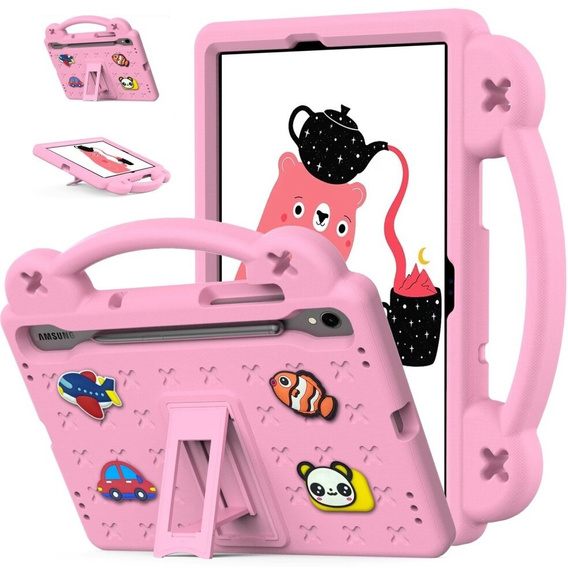 Husă pentru copii pentru Samsung Galaxy Tab S7/S8/S9, Cute Patterns, cu suport, roz