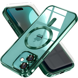 Husă pentru iPhone 16 Plus, Electro MagSafe, verde + Sticlă pentru ecran