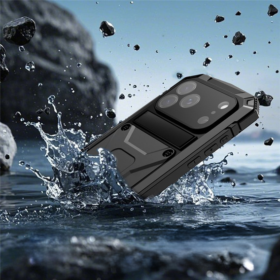 Husă R-JUST cu suport și sticlă încorporată pentru iPhone 17 Pro Max