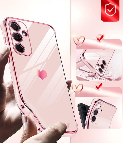 Huse pentru Samsung Galaxy A54 5G, Electro heart, roz rose gold + 2x sticlă 9H
