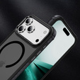 Carcasă Matt pentru iPhone 17 Pro, blindată, pentru MagSafe, fumurie cu margini negre