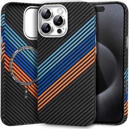 Carcasa pentru iPhone 15 Pro, Carbon Fiber MagSafe, albastru închis