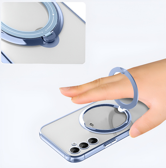 Carcasa magnetică pentru Samsung Galaxy A56, pentru MagSafe, albastru + sticlă 9H