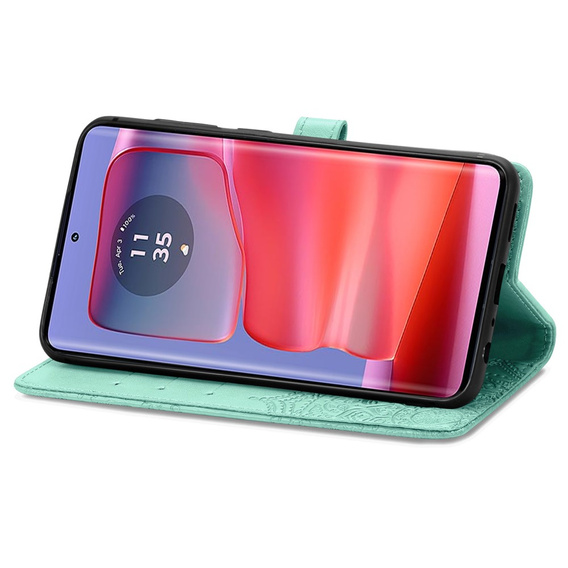 Cu clapetă pentru Motorola Edge 50 Pro, Mandala, verde