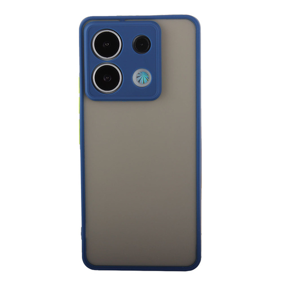 Carcasă din silicon pentru Xiaomi Redmi Note 13 Pro 5G, cu protecție pentru camera foto, transparent / albastru + sticlă călită 9H