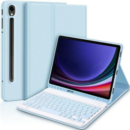 Carcasă + tastatură Samsung Galaxy Tab S9 FE, Leather Pen Slot, caz albastru
