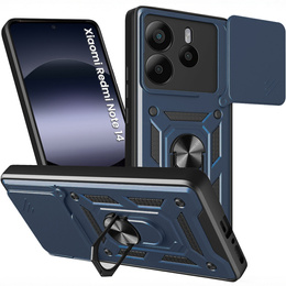 Husă blindată pentru Xiaomi Redmi Note 14 4G, CamShield Slide, albastru