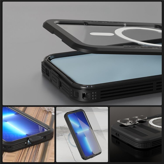 Husă impermeabilă pentru Samsung Galaxy S24, Redpepper, pentru MagSafe, negru