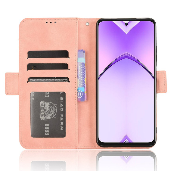 Cu clapetă pentru Oppo A80, Card Slot, roz