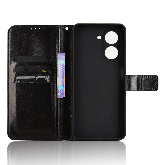 Cu clapetă pentru Xiaomi Redmi A5, Crazy Horse Wallet, negru