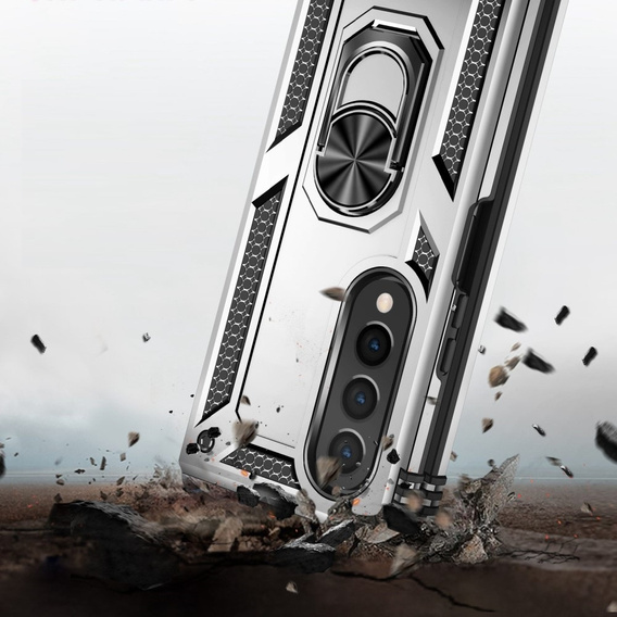 Husă blindată pentru Samsung Galaxy Z Fold 4 5G, Nox Case Ring, de argint