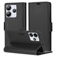 Husă pentru Xiaomi Redmi Note 14 5G, ERBORD Glossy Litchi, portofel cu clapetă, negru