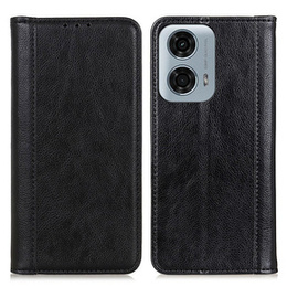 Husa cu clapetă pentru Motorola Moto G04 / G24 / G24 Power, Split Leather, negru