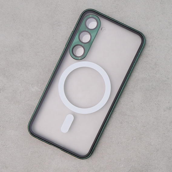 Carcasa Magnetic Dual Glass MagSafe pentru Samsung Galaxy S23, verde