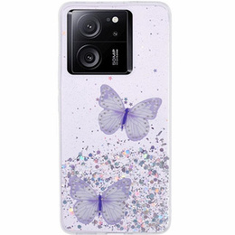 Husă pentru Xiaomi 13T / 13T Pro / Redmi K60 Ultra, Glitter Butterfly, violet