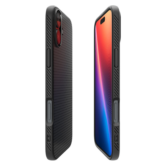Carcasa Spigen pentru iPhone 16, Liquid Air, negru + 9H Tempered Glass