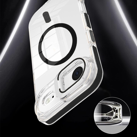 Husă pentru iPhone Air, pentru MagSafe, cu suport, transparentă cu inserții negre