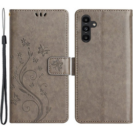 Cu clapetă pentru Samsung Galaxy S23 FE, Butterfly, gri