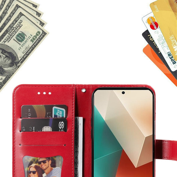 Cu clapetă pentru Xiaomi Redmi Note 13 5G, Mandala, roșu