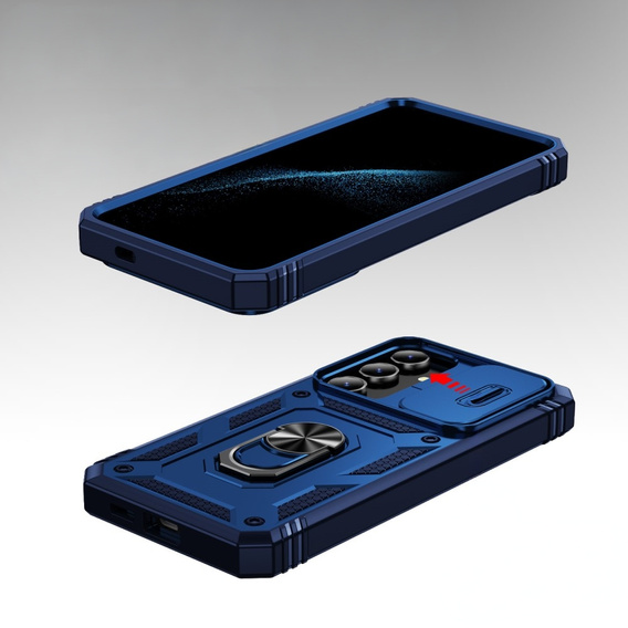 Husă blindată pentru Samsung Galaxy S24+ Plus, CamShield Slide, albastru