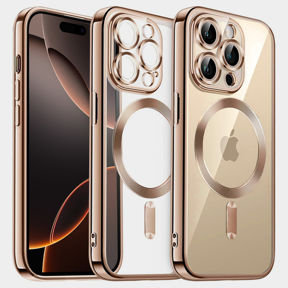 Husă pentru iPhone 16 Pro, Electro MagSafe, desert titanium + Sticlă pentru ecran