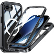 Husă pentru iPhone 16E, Shockproof, cu sticlă, pentru MagSafe, negru