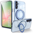 Carcasa magnetică pentru Samsung Galaxy A56, pentru MagSafe, albastru + sticlă 9H