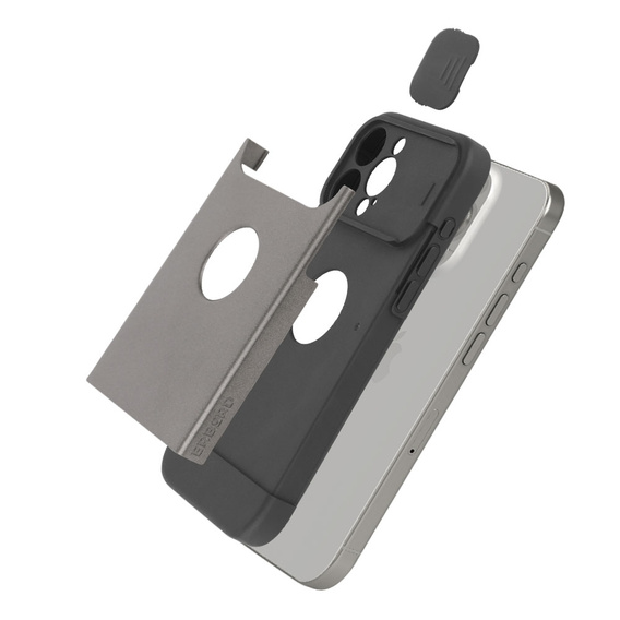 Huse pentru iPhone 15 Pro, ERBORD MagProtect Slide Camera, gri titan