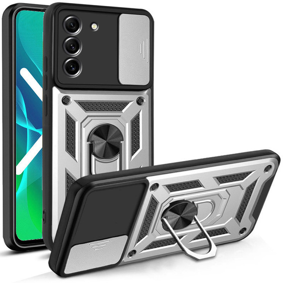 Husă blindată pentru Samsung Galaxy S23 Plus, CamShield Slide, de argint