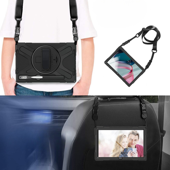 Husa blindată pentru Lenovo Tab P11 Pro Gen 2 TB132FU TB132XU 11.2", carcasă de protecție 360 cu slot pentru stylus, negru