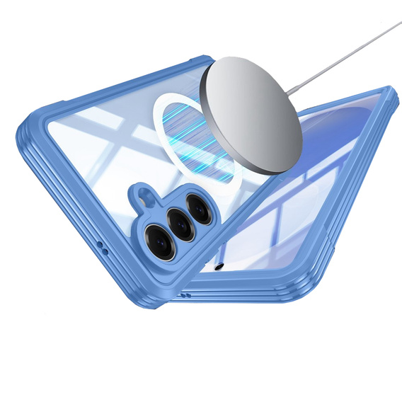 Husă rezistentă la șocuri cu sticlă, pentru MagSafe pentru Samsung Galaxy S26 Plus, albastră