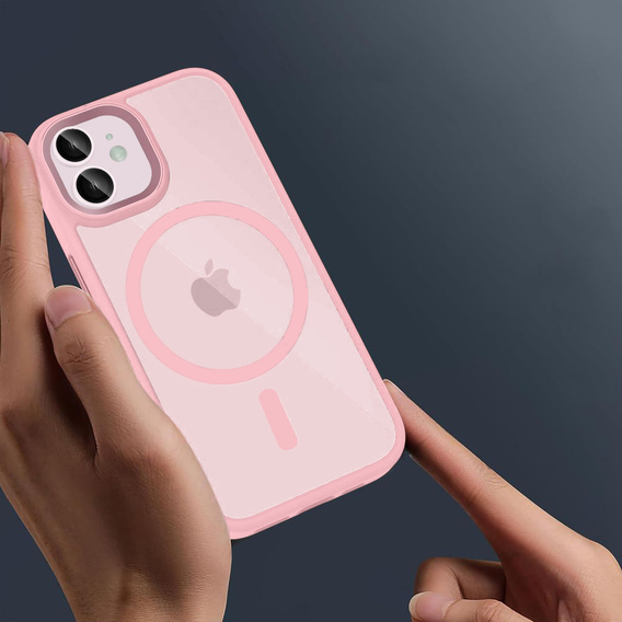 Husă pentru iPhone 11, pentru MagSafe, ERBORD Matt Case, roz + sticlă pentru ecran