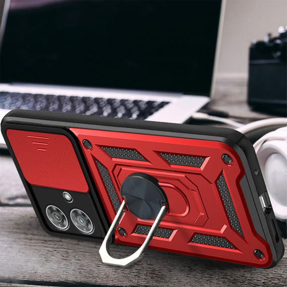 Husă blindată pentru Motorola Edge 40 Neo, CamShield Slide, roșu
