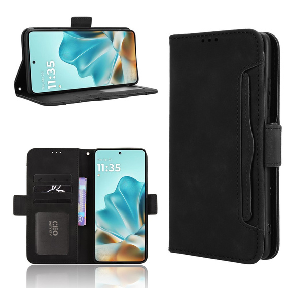 Cu clapetă pentru Motorola Edge 60 / 60 Fusion, Card Slot, negru