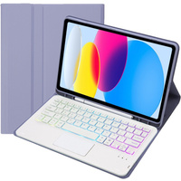 Husă cu tastatură bluetooth touchpad iluminată pentru iPad 10.9" 2022 (10 gen.), violet