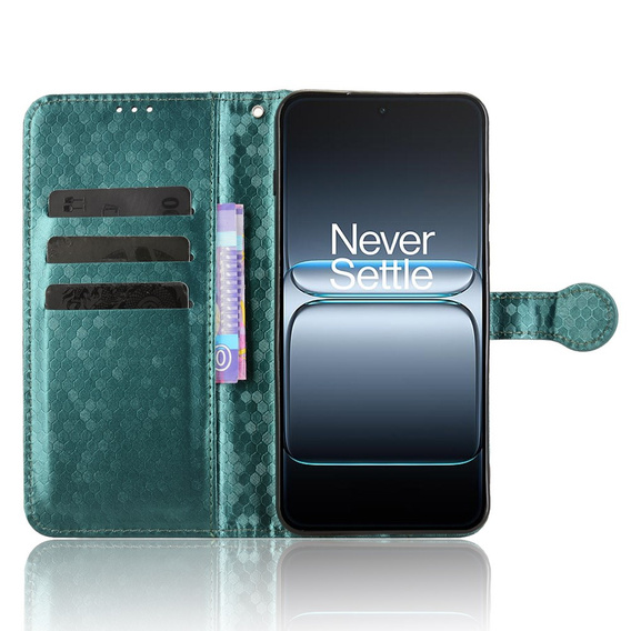 Husa cu clapetă pentru OnePlus Nord 5, Wallet Rhombus, verde