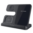 Încărcător wireless inductiv 3 în 1 QI rapid pentru Samsung S25 S24 S23 Galaxy Watch Buds Stație neagră