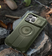 Husă blindată pentru iPhone 16 Pro Max, Dexnor CamProtect MagSafe, verde (Două rame)