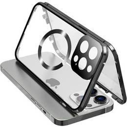 Carcasa Magnetic Dual Glass MagSafe pentru iPhone 15 Plus, negru