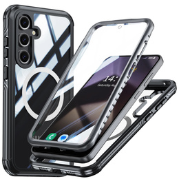 Husă pentru Samsung Galaxy S25, Shockproof, cu sticlă, pentru MagSafe, negru