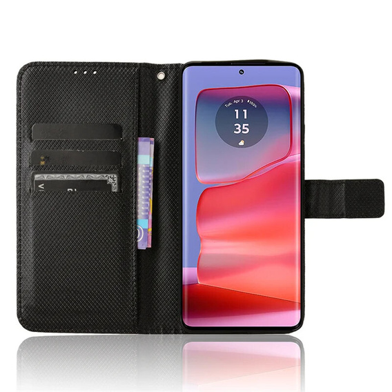 Cu clapetă pentru Motorola Edge 50 Pro, Wallet Smart Magnet, negru