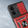 Carcasă blindată pentru Xiaomi Redmi 15C 4G/LTE, cu protecție pentru cameră, cu suport, roșu