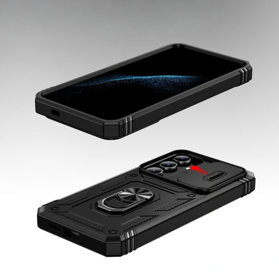 Husă blindată pentru Samsung Galaxy S24+ Plus, CamShield Slide, negru