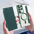 Cu clapetă pentru Samsung Galaxy S23 Ultra, RFID Wallet MagSafe CamShield, verde