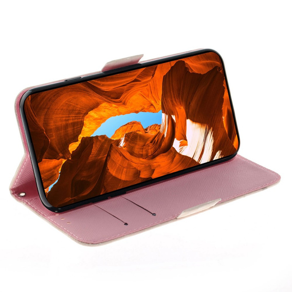 Cu clapetă pentru Samsung Galaxy A14 4G/5G, Wallet, flowers magnolia, alb