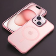 Husă pentru iPhone 15, pentru MagSafe, ERBORD Matt Case, roz + sticlă pentru ecran