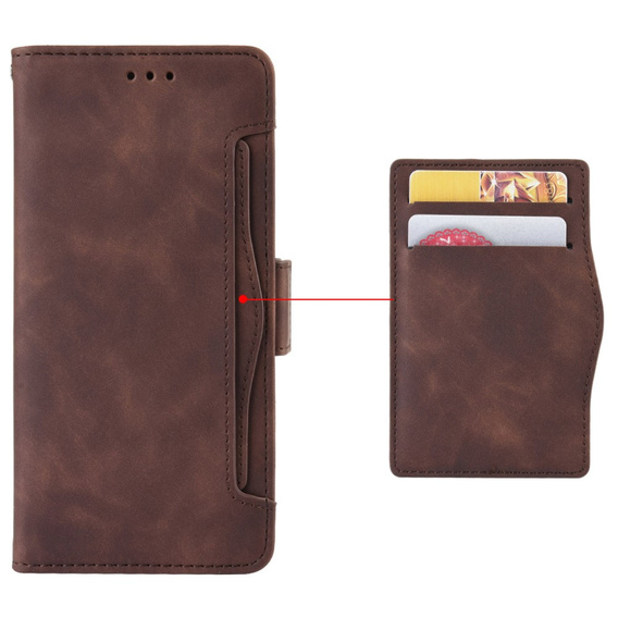 Cu clapetă pentru Motorola Edge 50 Ultra, Card Slot, maro