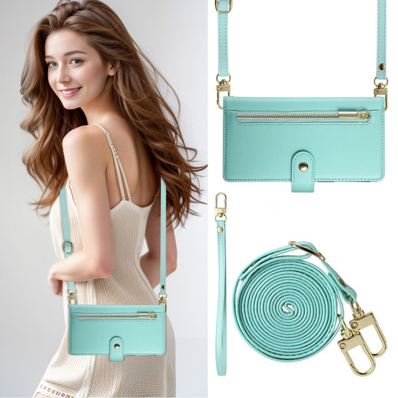 Cu clapetă pentru Samsung Galaxy A36 5G, Wallet Zipper Pocket, verde